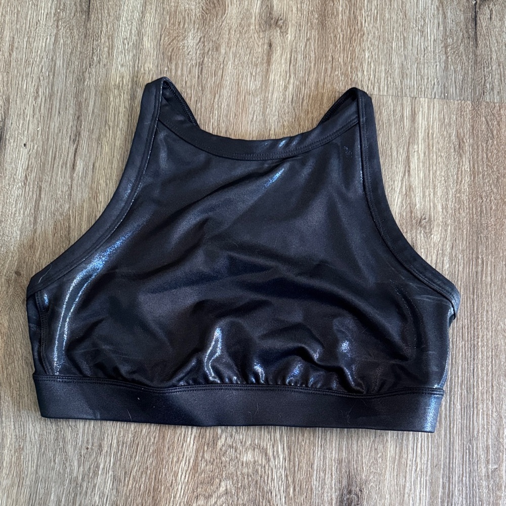 Black Shiny Sports Bra